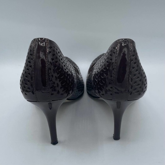 Esther Laser Cut Brown Pointy Toe Heels - Picture 5 of 11